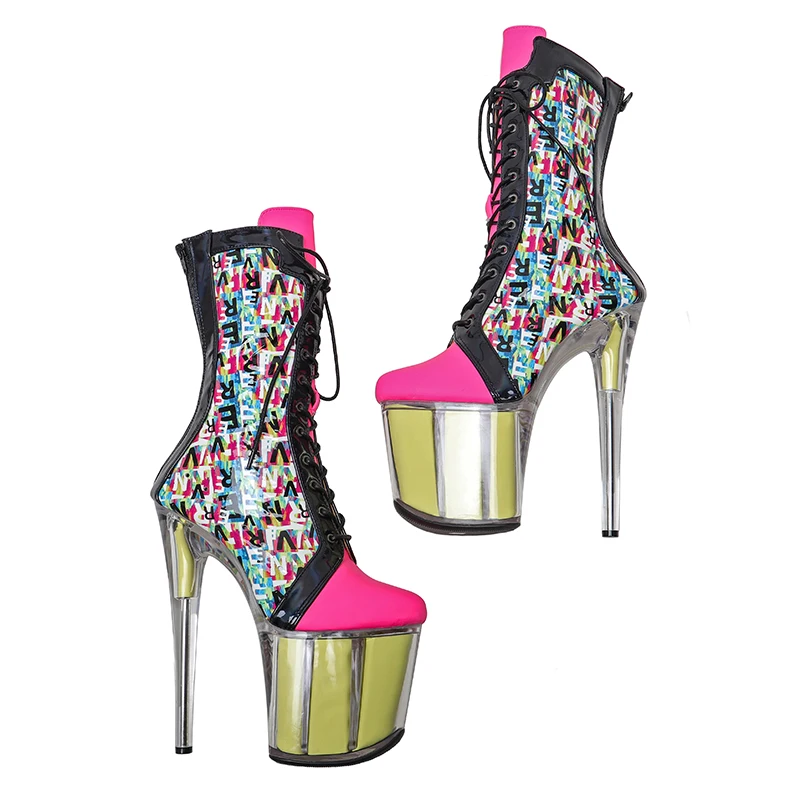 Leecabe  20CM/8inches PU Upper  Pole dancing shoes High Heel platform Pole Dance boot