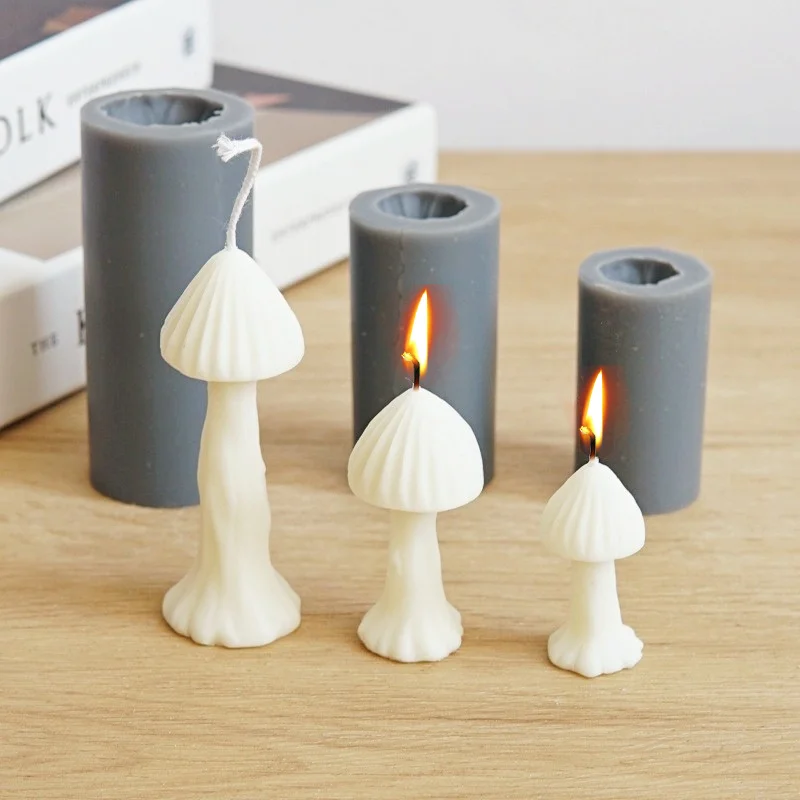 

Cute Mushroom Silicon Candle Mould Flowers&Plants Series Aromatic Candle Making Resin Soap Mold Gifts Craft Supplies