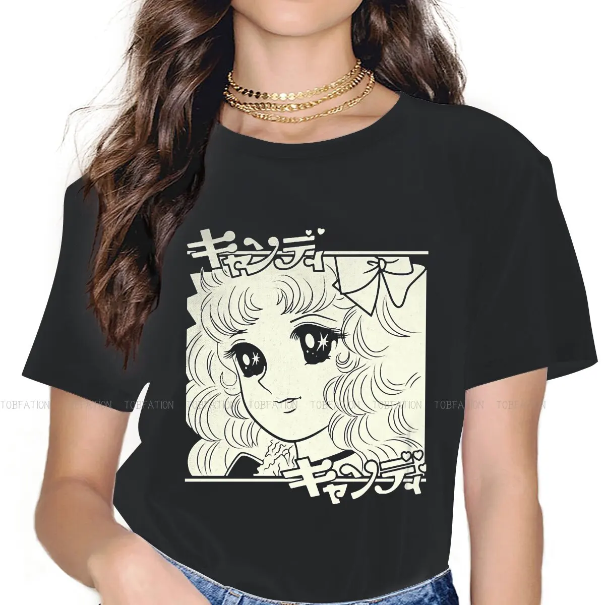 

Candy Candy Essential Female Shirts Loose Vintage Women Clothing Harajuku Casual Feminine Blusas