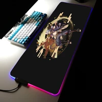 genshin impact desk pad arataki itto mouse carpet rgb gaming mouse pad computer accessories keyboard rug pc gamer complete