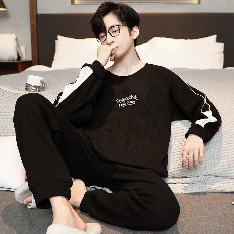 QUHENG Newest 2022 New Pajama Sets for Men Autumn Winter Cotton Chic Home Clothing Wear 2 Pieces for Man‘s Suit Pyjamas