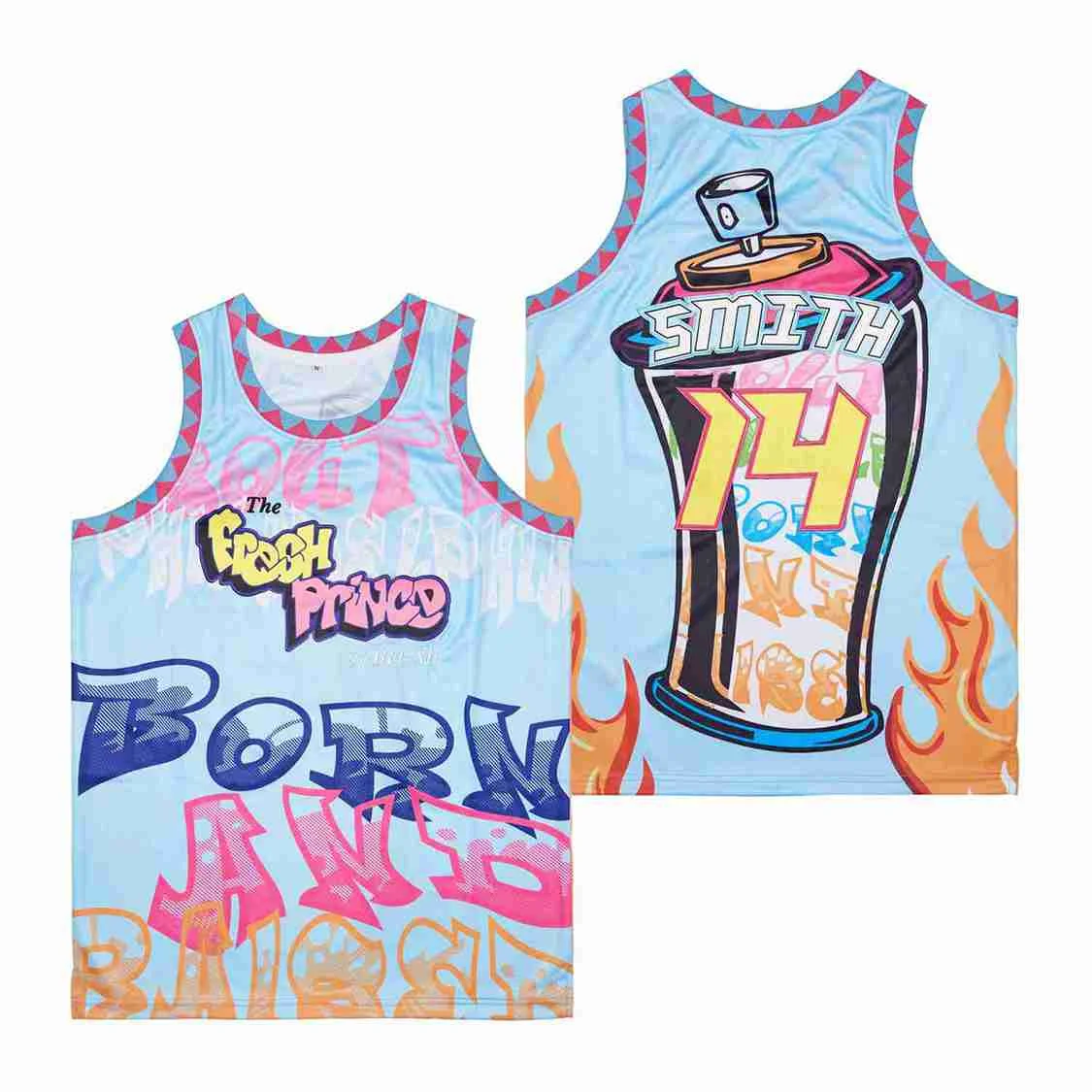 

BG Basketball Jersey The Fresh Prince 14 Bel Air Academy Jerseys Embroidery Sewing Outdoor Sportswear Hip-hop Movie Blue