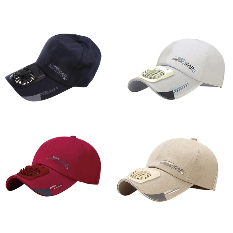 

Women Men Summer USB Charging Cooling Fan Baseball Cap Outdoor Golf Sunscreen Letters Printed 2 Speed Adjustable Peaked Hat
