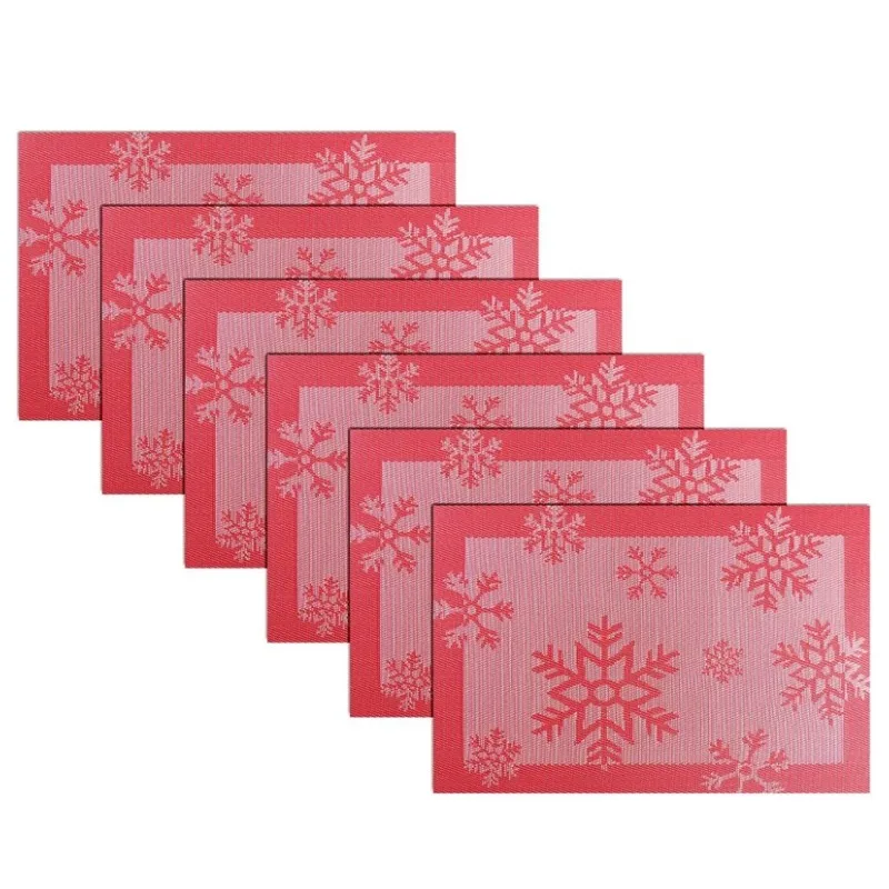 

Inyahome Snowflake Placemats Heat Resistant Table Mats Washable for Home Christmas Party Outdoor Restaurant Festive Kitchen