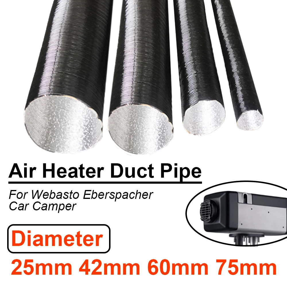 

25mm 42mm 60mm 75mm Diameter Air Diesel Parking Heater Duct Pipe Tube Hose 60-300cm Length For Webasto Eberspacher Car Camper