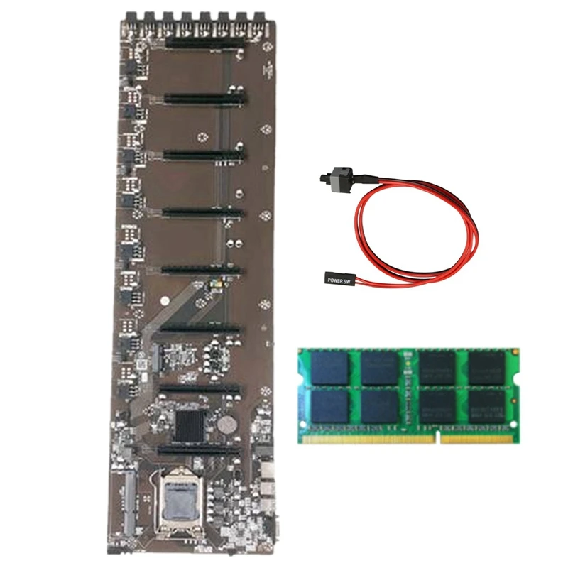

B85 BTC Mining 8PCI-E Desktop Motherboard With 8GB DDR3 RAM+Switch Cable LGA1155 65Mm Large Spacing Graphics Card Slot