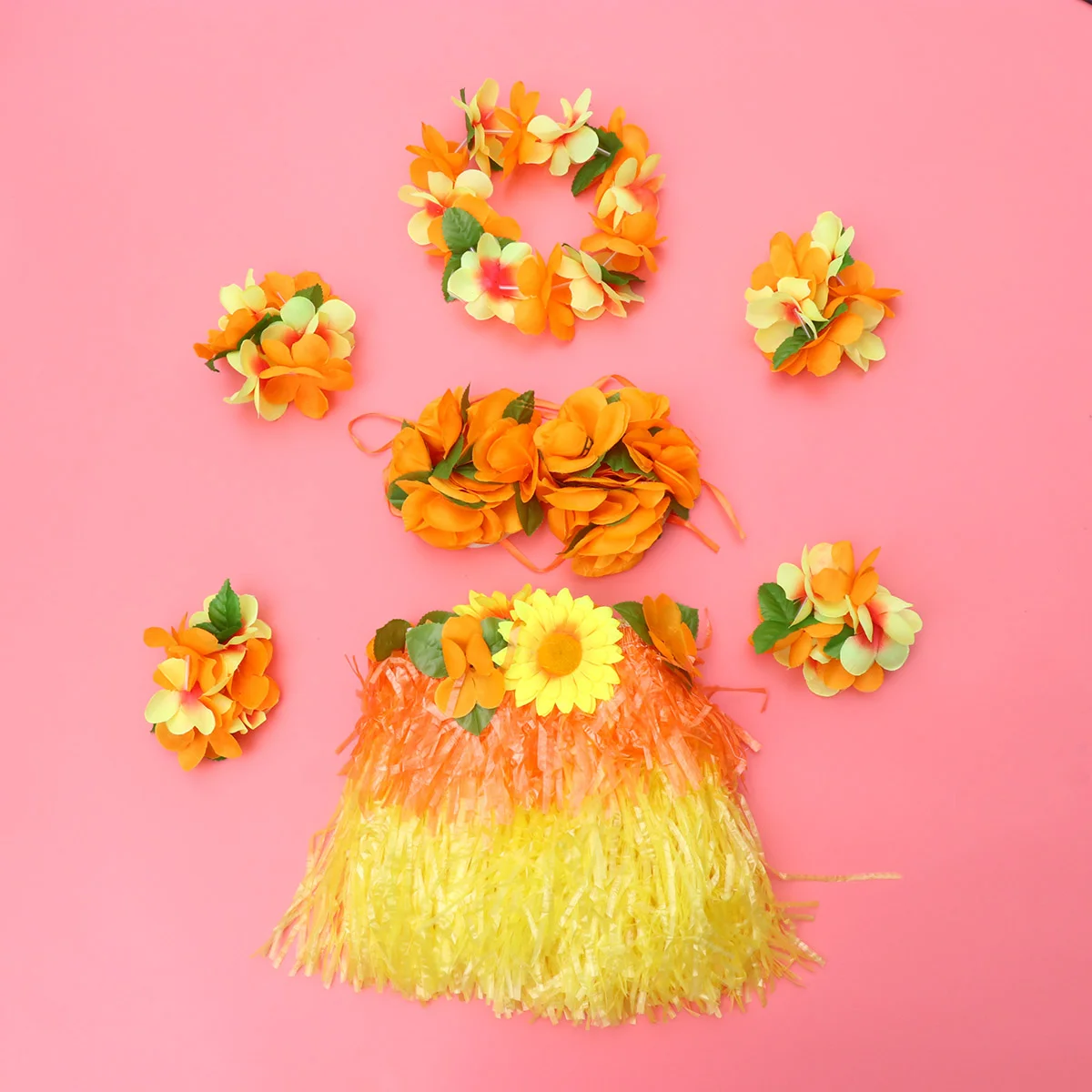 

Hawaiian Leis Luau Hula Skirt Party Tropical Bracelet Garland Favor Pool Tiki Kit Headpiece Headband Band Floral Dance Wristkids