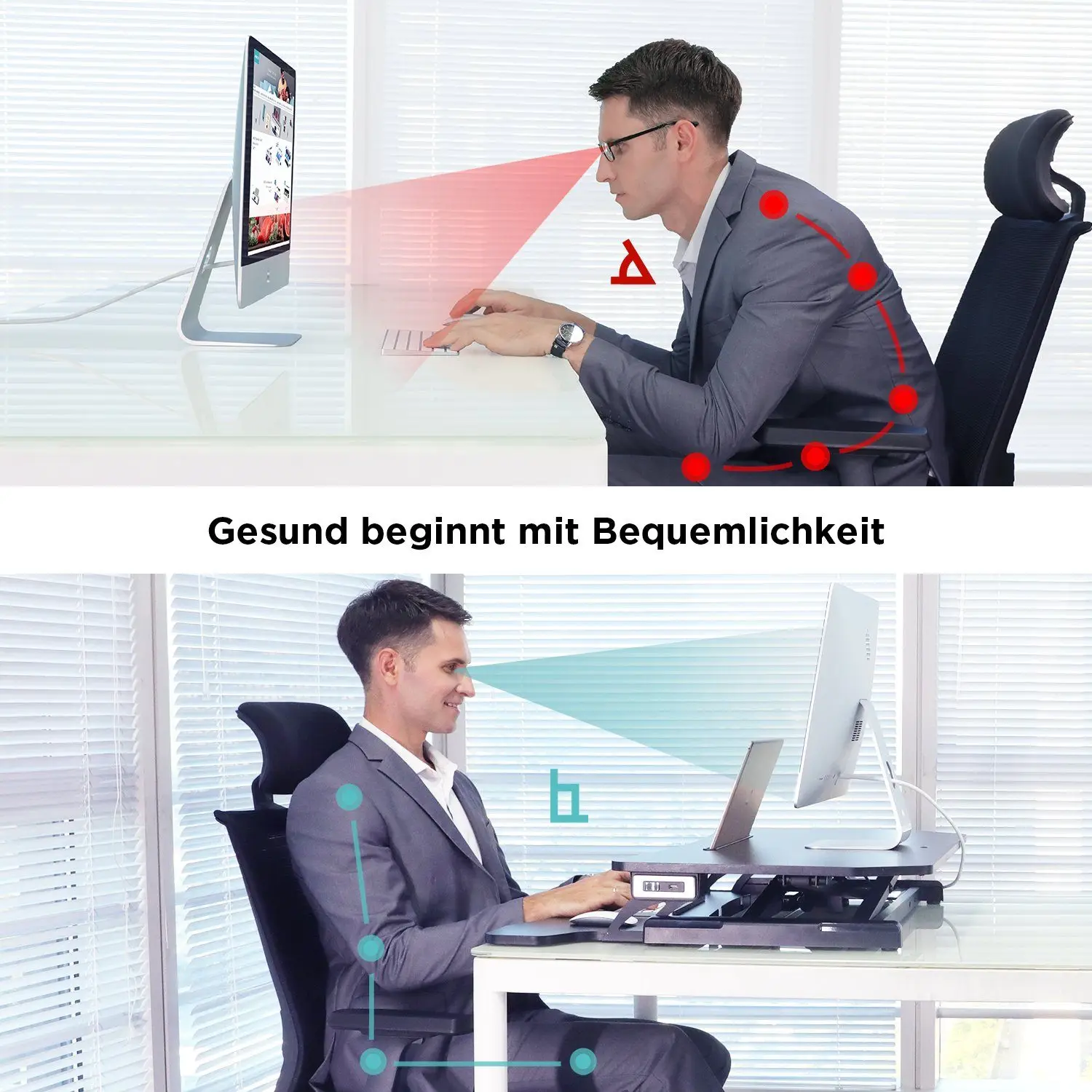 Electric Standing Desk Converter 34''/85cm Height Adjustable Laptop Table Monitor Holder with Keyboard |