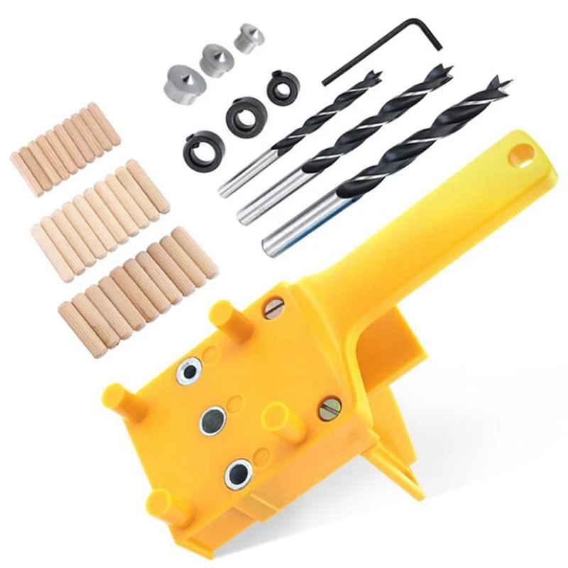 

Hot 41Pcs Woodworking Dowels Jig Kit Handheld Wood Drilling Doweling Hole Saw Tools For 5/16Inch 3/8Inch Drill Metal