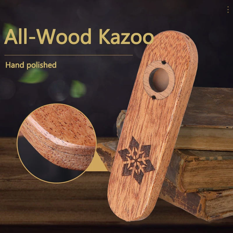 Kazoo Flute Wooden Mahogany Wood Kazoo Portable Musical Instruments Guitar Ukulele Piano Accompaniment for Beginner Gift