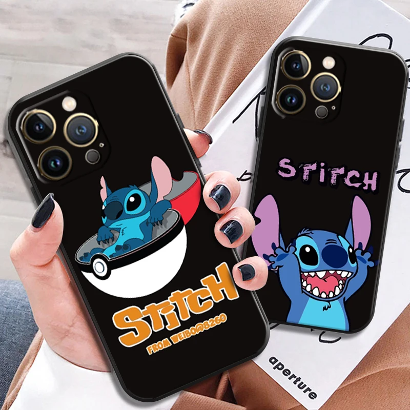 

Cute Cartoon-stitch- For Apple iPhone 13 12 11 Pro Max X XR XS Max 5 5s 6 6S 7 8 Plus SE2020 13 12 Mini Phone Case Funda Black