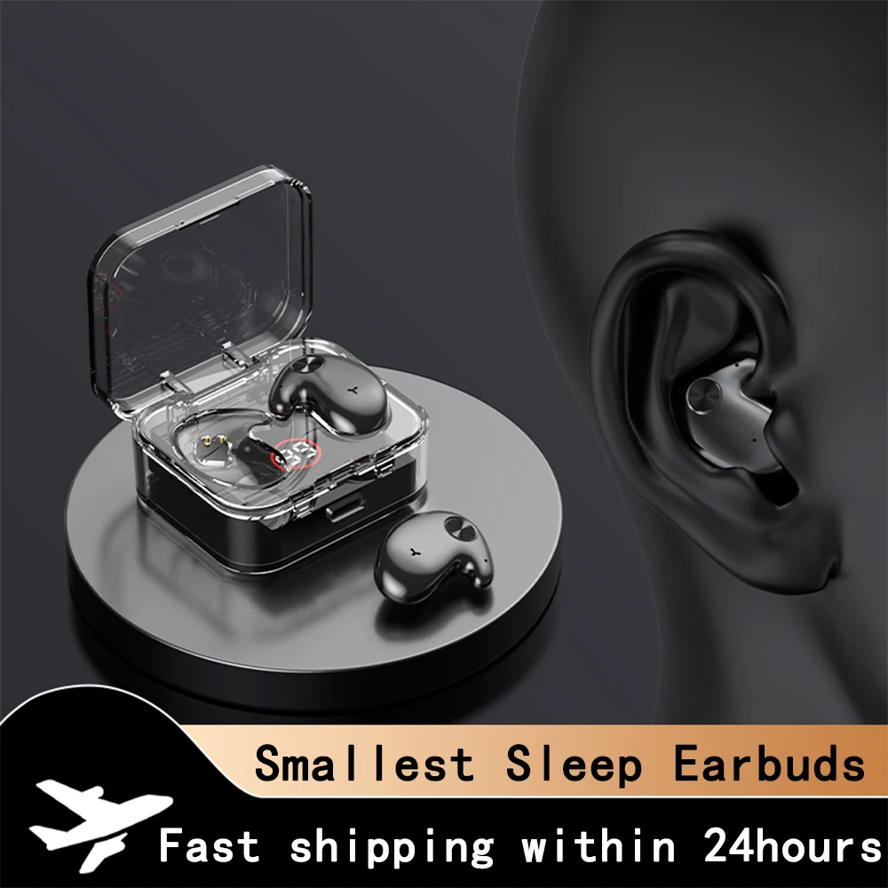 

Wireless Bluetooth Stereo Earphones Digital Display Sleep Invisible Earbuds For Sleepers Work Mini Tiny Headphones Hidden Ture