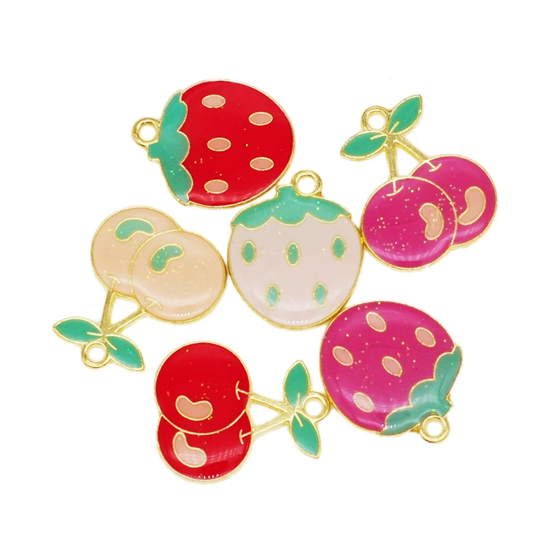 Fruit Cherry Strawberry Charms For Diy Jewelry Earring Bracelet Necklace Girls Hair Bands Accessories