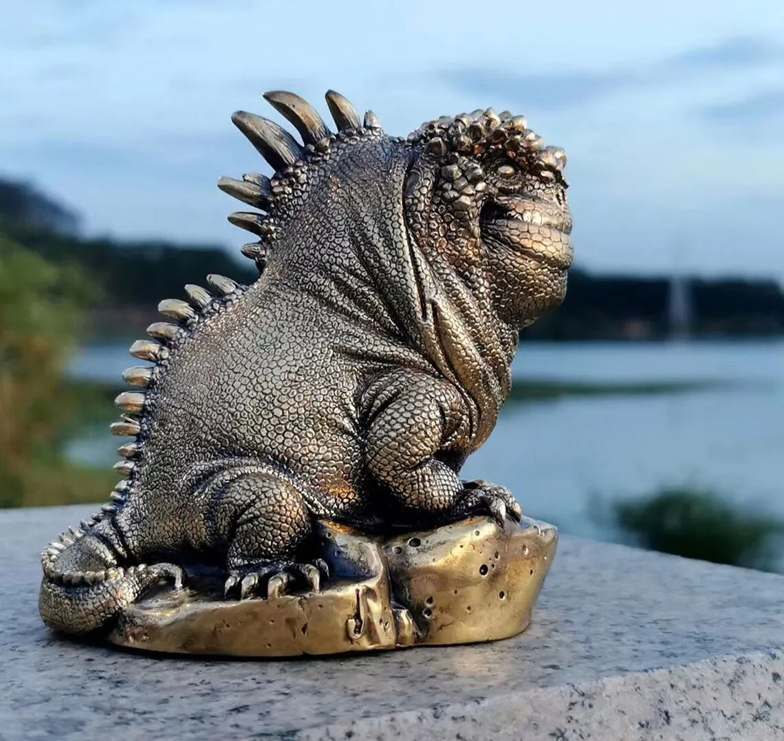 

Solid Heavy 1.4kg 10cm Copper Lizard Iguana Statue Brass Lost Wax Casting Metal Artwork Craft figurineBookcase Home Decor