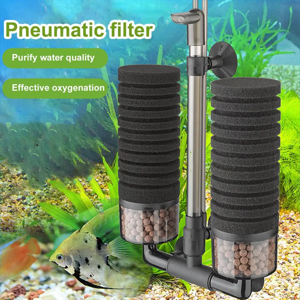 

Fish Tank Filter Double Head Purify Water Effective Oxygenation Rapid Culture Bio-chemical Sponge Air Pump Filter for Aquarium