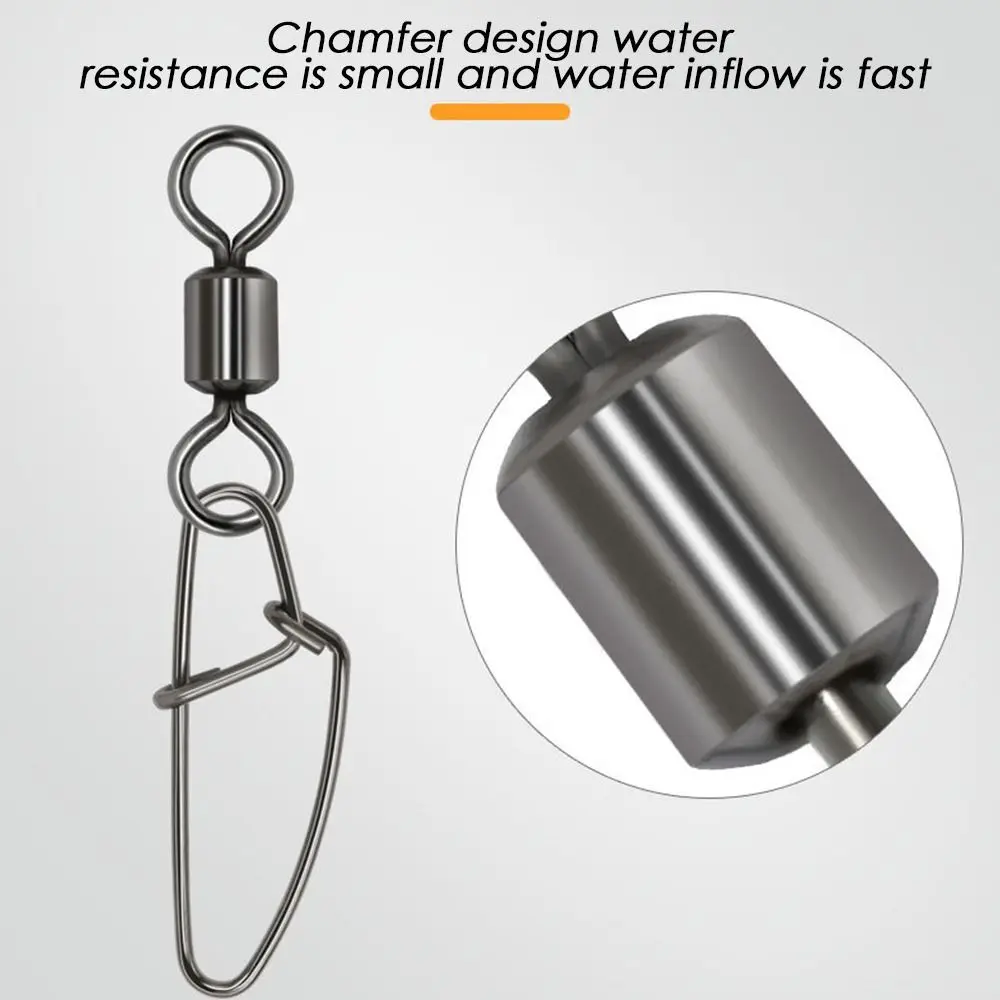 

50pcs New Stainless Steel 1#-8# Solid Ring Rolling Swivel Bearing Barrel Heavy Duty Ball Fishing Snap Connector with Pin