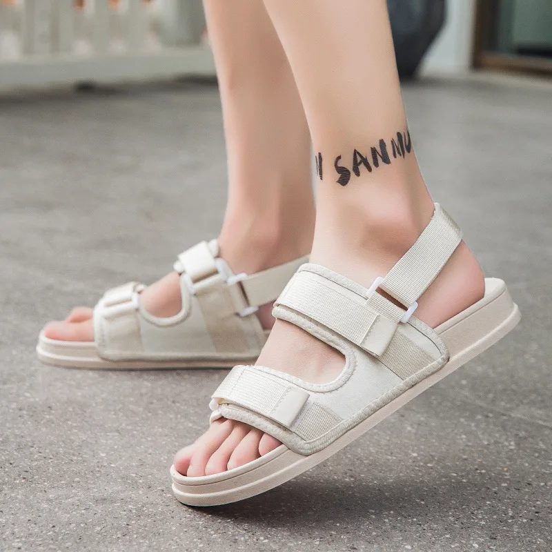 Blue Summer Outdoor Sandals Men Harajuku Style Flat Men's Casual Sandals Hook & Loop Men Fashion Sport Sandals sandalias hombre