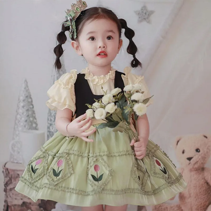 

Детское винтажное платье принцессы, с бантом и пышными рукавами, y398