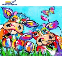 photocustom diy pictures by number cows kits home decor painting by numbers animals drawing on canvas handpainted art gift