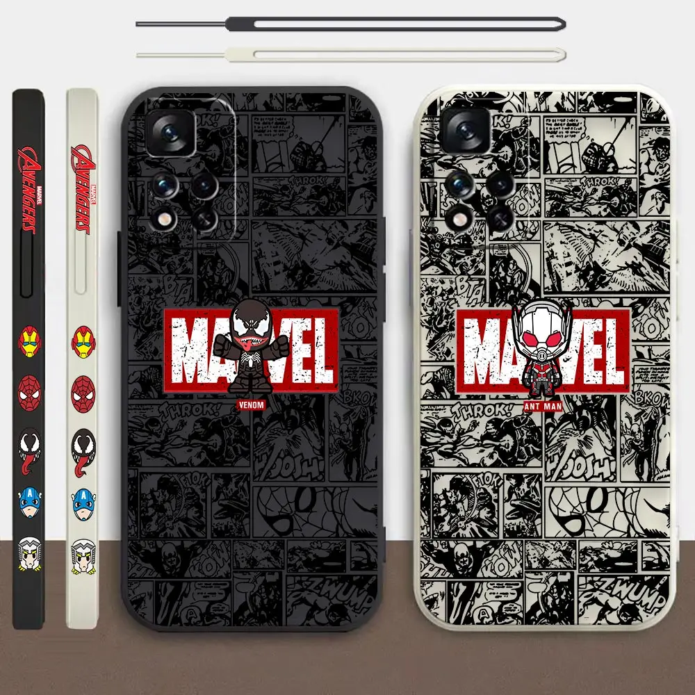 

Marvel Comics Logo Venom Ant Man Phone Case For Redmi Note 12 11 11T 11R 11E 10 9 8 7 5G Liquid Silicone Left Rope Cover Funda