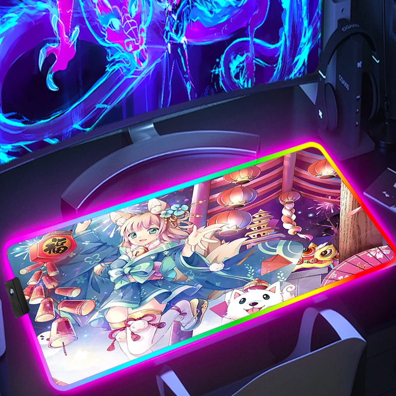 

Игровой коврик для мыши с подсветкой, аксессуары для компьютера, Rgb защита для мыши, коврик для клавиатуры, настольного компьютера