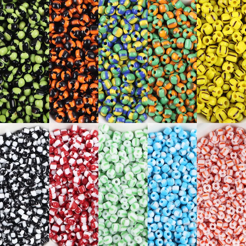 

3MM 4MM New Porcelain Flower Color Mixed Glass Seed Beads 500/200PCS Spacer Necklace Bracelet DIY Jewelry Making