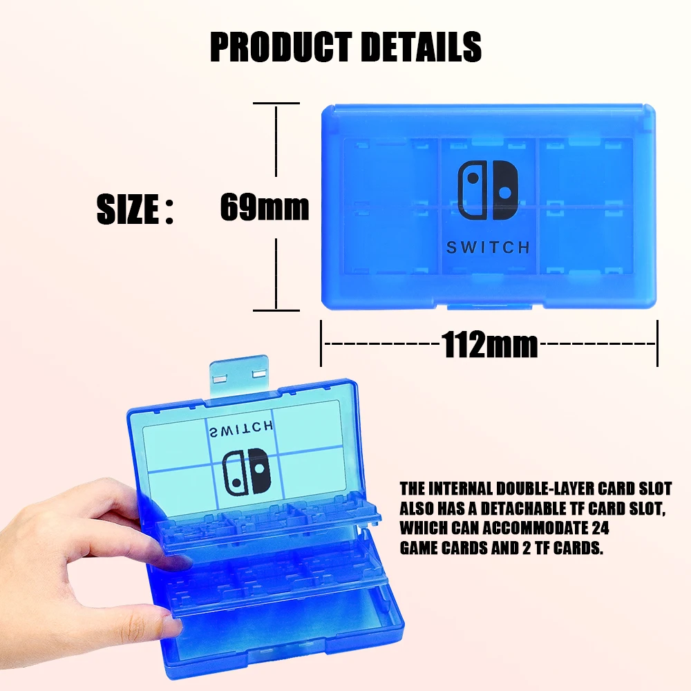 24 in 1 Mini Switch Game Card Storage Box Transparent ABS Waterproof SD Card Holder Case for Nintendo Switch Oled / Switch Box images - 6