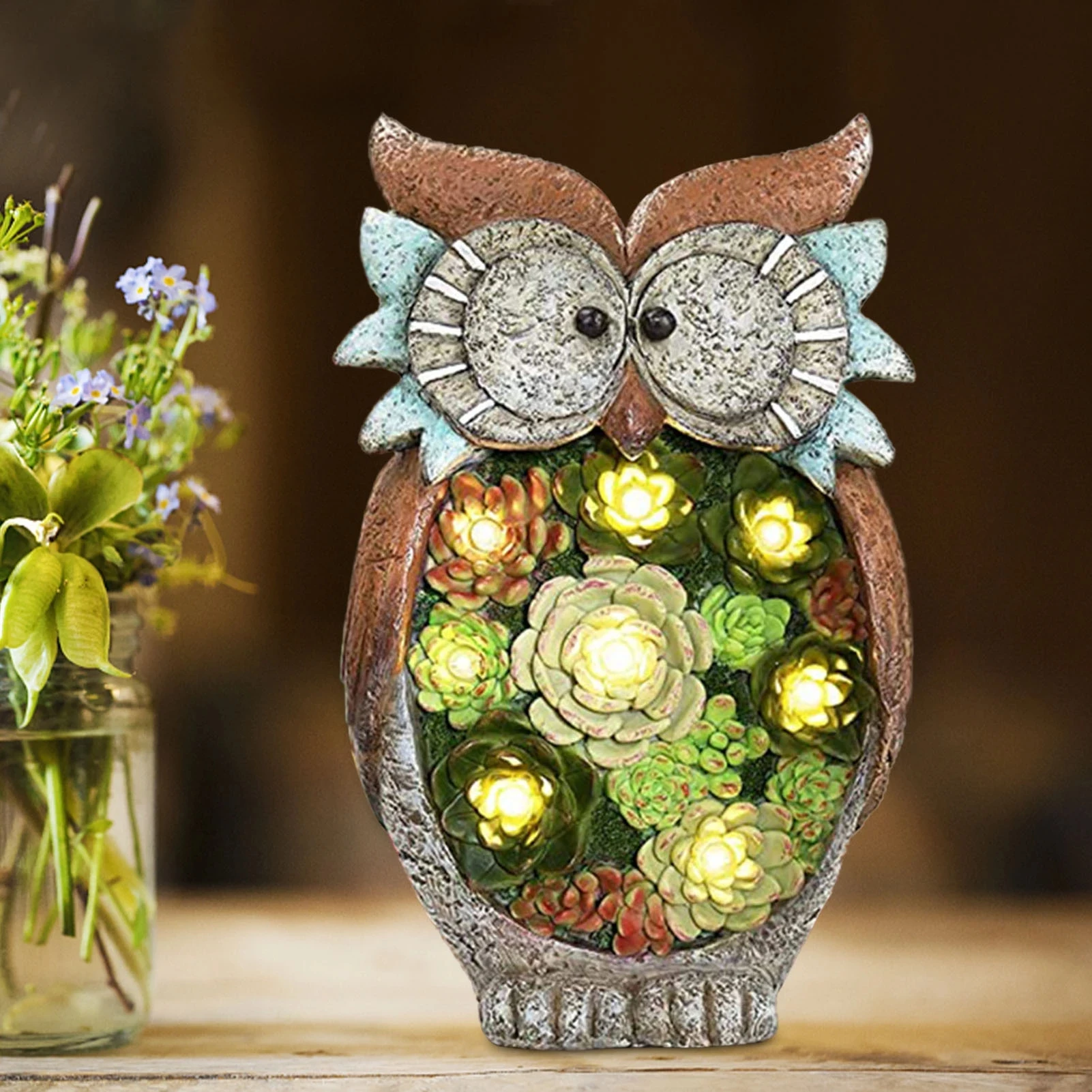 

Garden Landscape Owl Statue Lighting Resin Animal Figurines Solar LED Light Outdoor Lawn Courtyard Night Decor Sculptures Craft