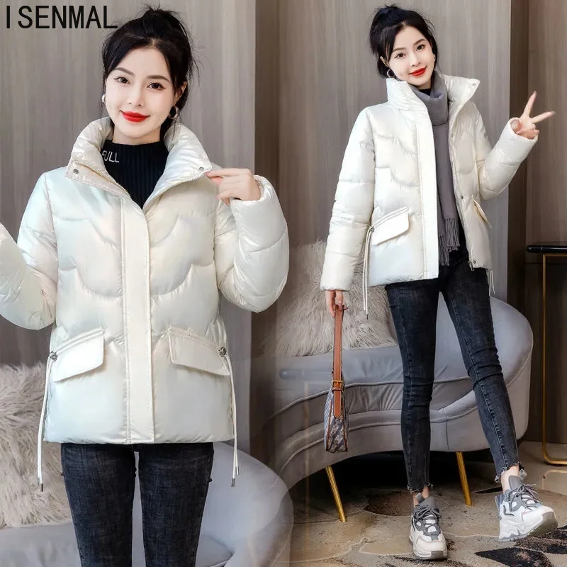 New Women Winter Jacket Parka Coat Long Sleeves Down Cotton Jacket Overcoat Warm Thick Cotton Padded Parka Loose Outerwear