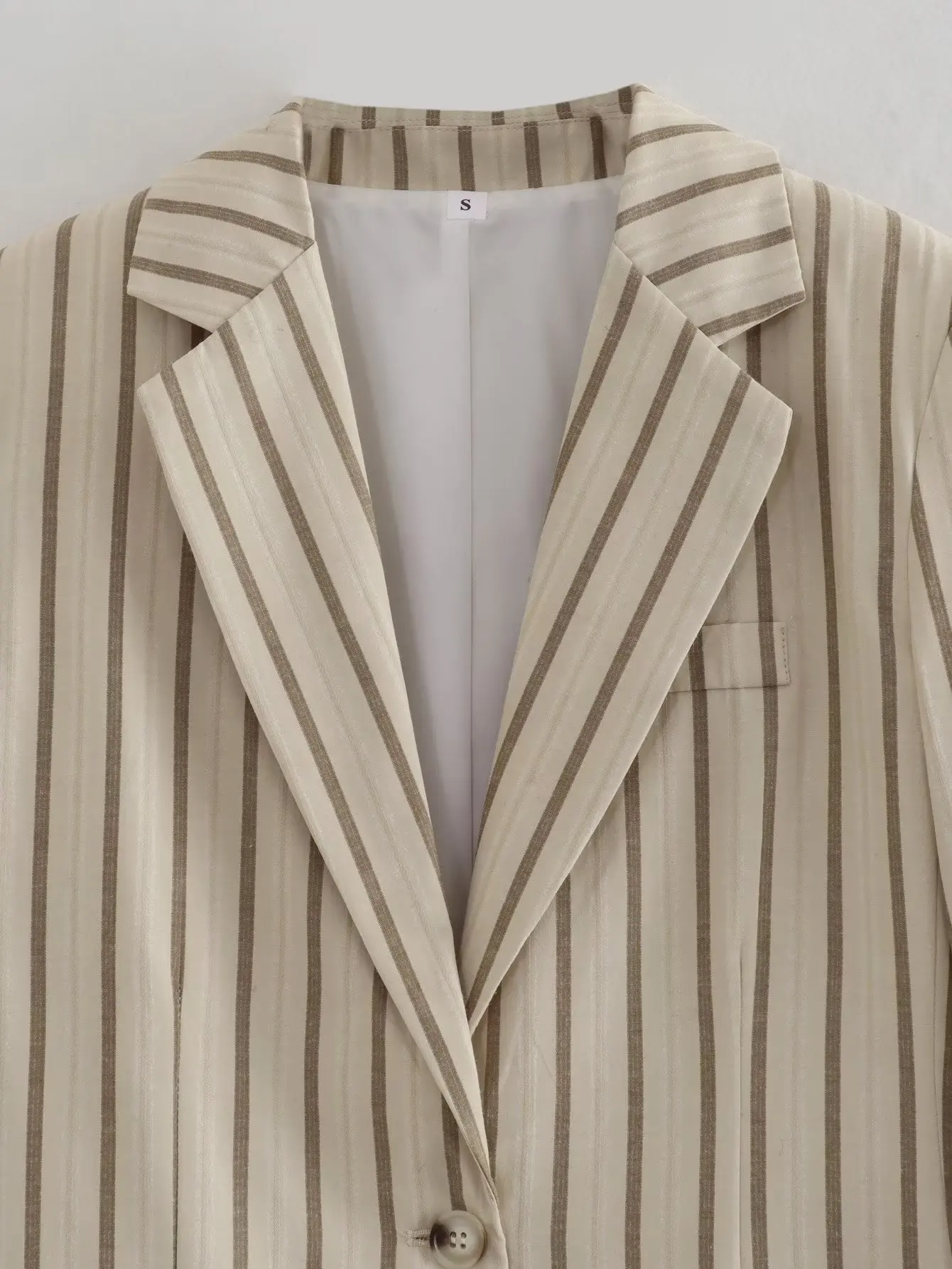 Jenny&Dave 2023 Ins Blogger Striped Casual Suit Jacket New Fashion Ladies Retro Beige Blazers