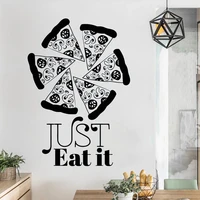 pizza wall decals just eat it quotes food stickers for kitchen dining room home decoration murals vinyl poster dw13781
