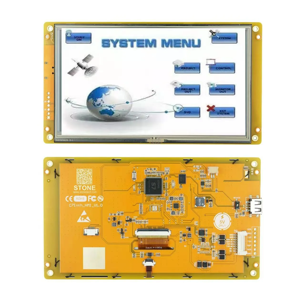 7 Inch HMI LCD Display RS232 TTL USB with Controller Board + GUI Program +Resistive Touchscreen for Industry