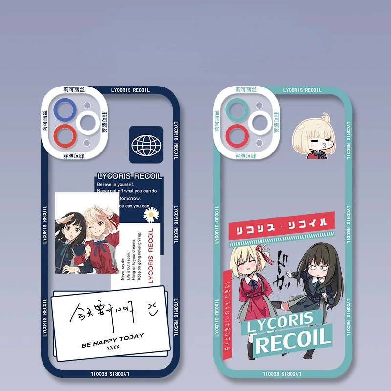

Lycoris Recoil Cute Phone Case for IPhone 11 12 13 Pro Max X XS Max XR Transparent Protection Cover Silicone Lens Phone Casees