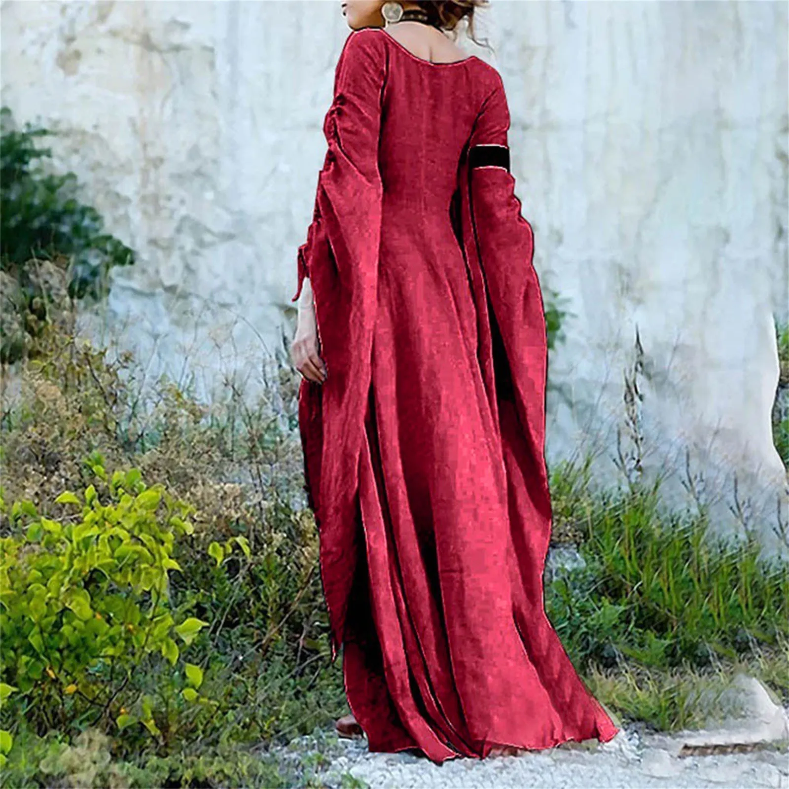 

2023 Women Dress Renaissance Floor Length Dress Chemise Dress Garb Costume Long Sleeve Medieval Gothic Dress Gown Cosplay Costum