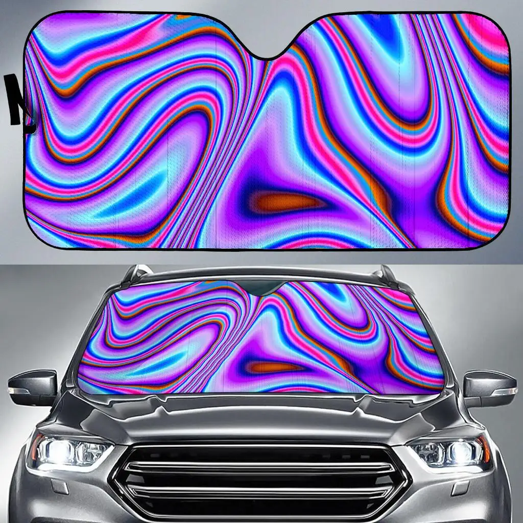 

Purple Psychedelic Trippy Print Car Sun Shade