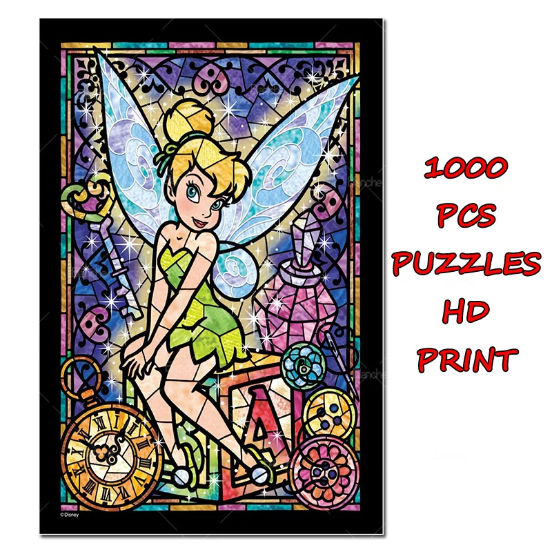 Tinker Bell Art Green Fairy Disney Animation Role 300 500 1000PCS Puzzles Paper Jigsaw Puzzle Game For Girls Kids Teens Like