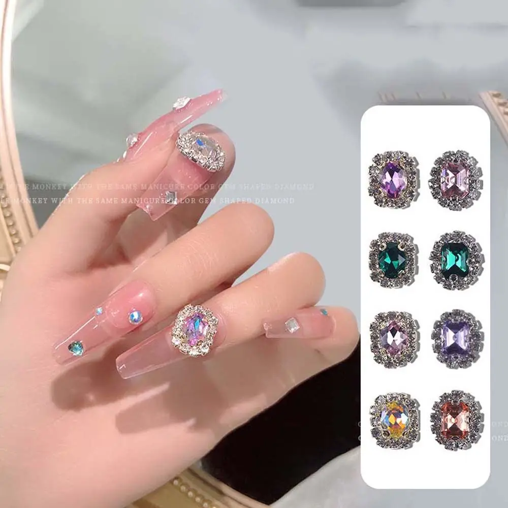 

Elegant Women's Gemstones Nail Art Rhinestone Decorations Crystal Luxury Oval Nail Charms Crystal Zircon Nail Jewelr