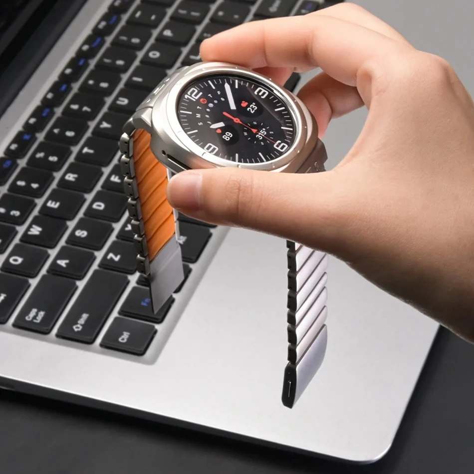 Фото Титановый фторэластомерный ремешок для часов для Samsung Galaxy Watch Ultra 47 мм/8 40 мм 44 мм/8 классический 46 мм сменный ремешок для мужчин и женщин №4