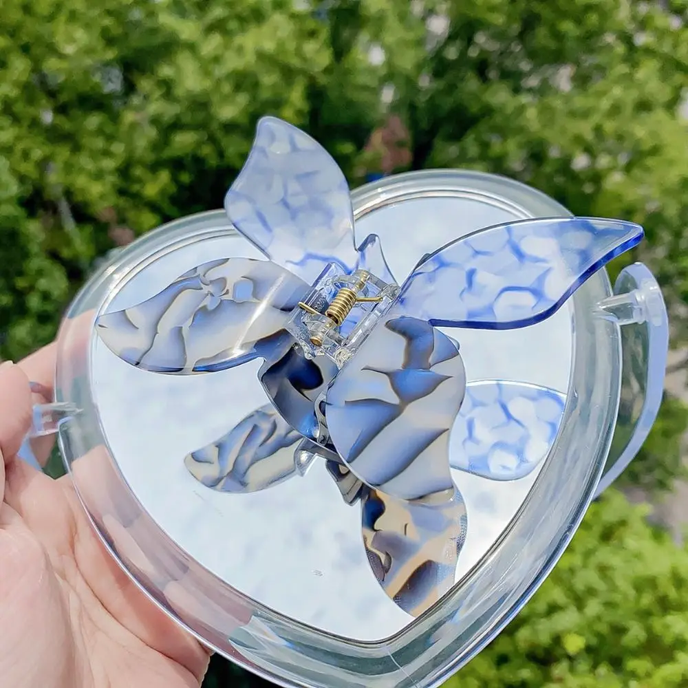 Элегантный корейский стиль Заколка-краб для волос с бабочкой акриловый яркий