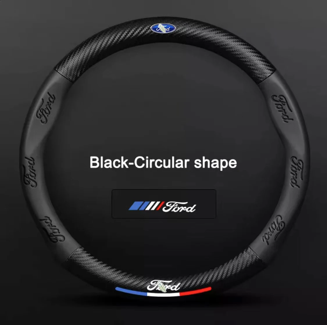 

Car Steering Wheel Cover For Ford Mondeo Fusion Focus 2 Fiesta Kuga Edga Ecosport Ranger MK2 MK3 Embossin Carbon Fiber Non-Slip