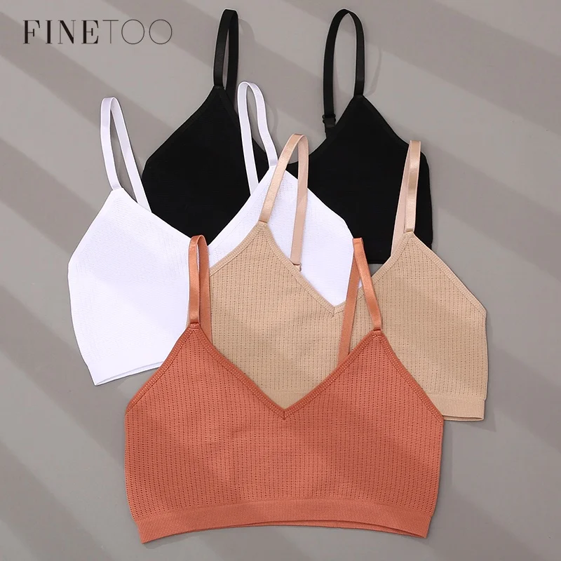 

Finetoo Sexy Women Knitted Cropped Tops Bralette Sleeveless Checkered Top Tank Short V-Neck Push Up Bra Lingerie Underwear M-Xl