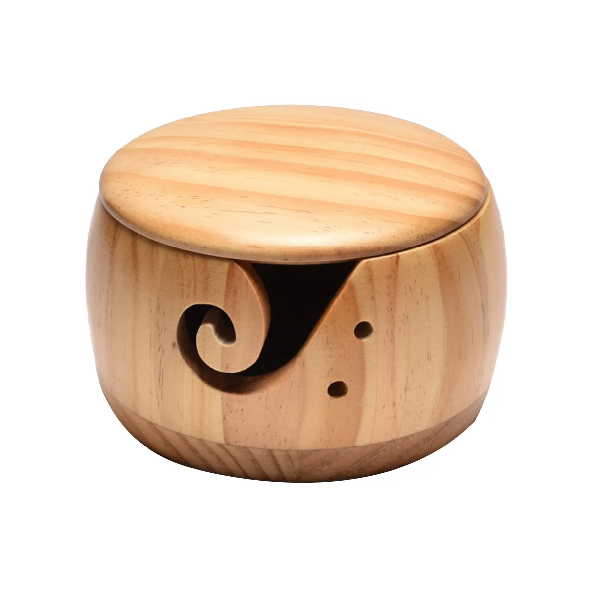 

Wooden Yarn Bowl,Yarn Bowls with Lid for Knitting Crochet Yarn Ball Holder Handmade Yarn Storage Bowl,Light Wood