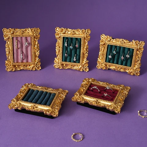 Подставка для ювелирных изделий, винтажная смоляная фоторамка, поднос для колец, ювелирный магазин, стенд для хранения, дисплей для фотографий, реквизит