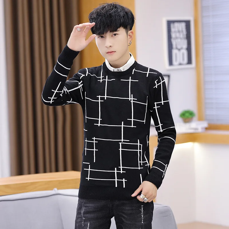 

New Fashion Men Sweater Spring Long Sleeve Mens Sweaters Winter Black Grey Navy Blue Casual Turn-down Collar Pullovers Solid