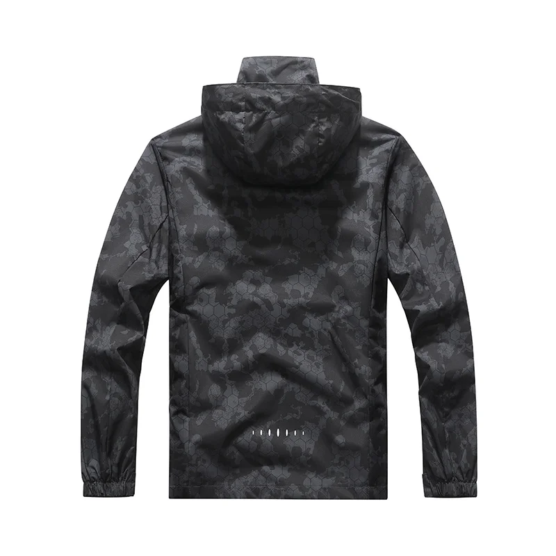

Мужская куртка с капюшоном, черная камуфляжная ветрозащитная куртка с отложным воротником, Осень-зима 2023