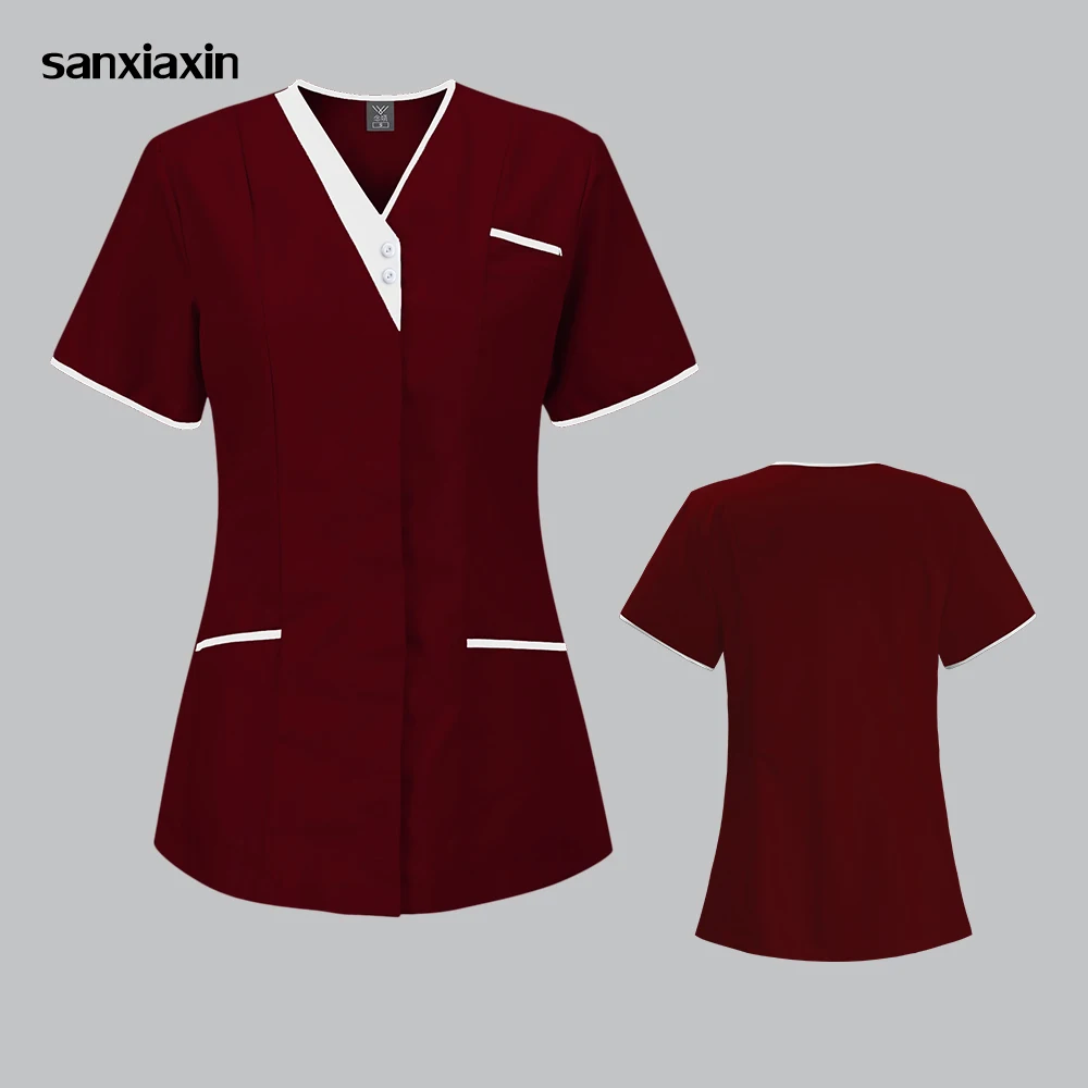 

Scrubs Top for Nurse Doctor Working Uniform Pocket Blouse Nurse Uniform Clinic Nursing Scrub Tops Medical Clothing for women