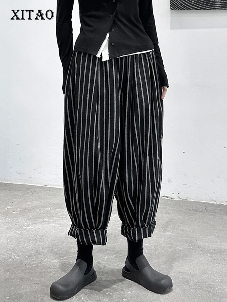 

XITAO Casual Striped Harem Pants Women Loose Fashion Simplicity Temperament All-match Ankle-length Pants Winter New FBB1378