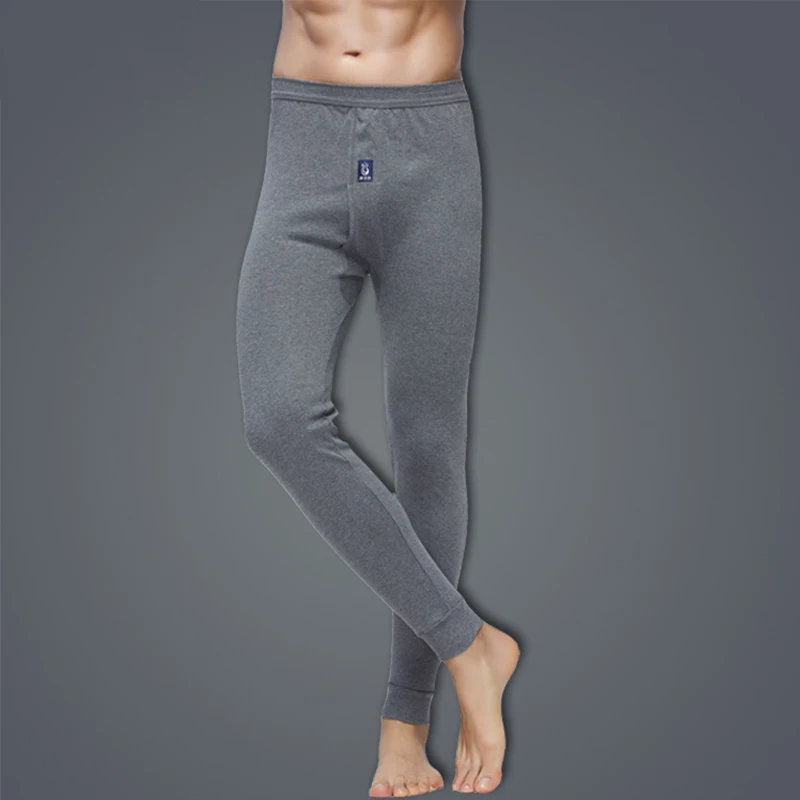 New Winter Antumn Thermal Underwear Mens Thermal Trousers Solid Warm Long Johns Cotton Leggings Pants Male Loose Thermo Bottoms