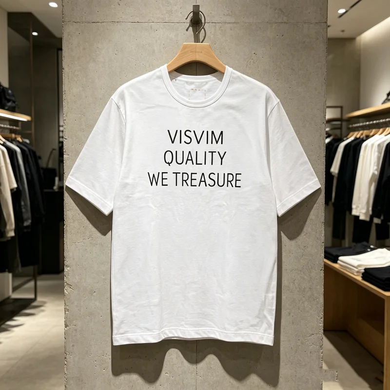 Фото Футболка Visvim Stitch Box Label 26SS, Япония, унисекс, высокое качество, простой принт, короткий рукав, свободный крой, топ, футболка №3