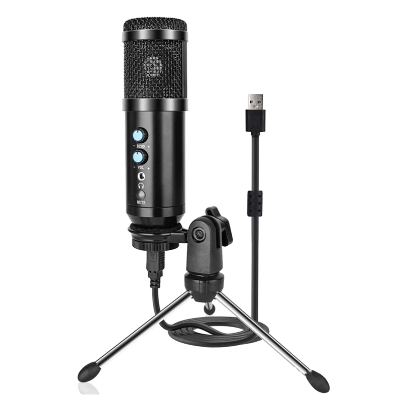 

Металлический конденсаторный USB-микрофон с подставкой для видеоконференций